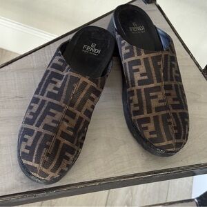 Fendi Authentic Zucca Vintage Clogs